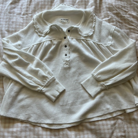 Free People White Button-Up Top - Picture 4 of 6